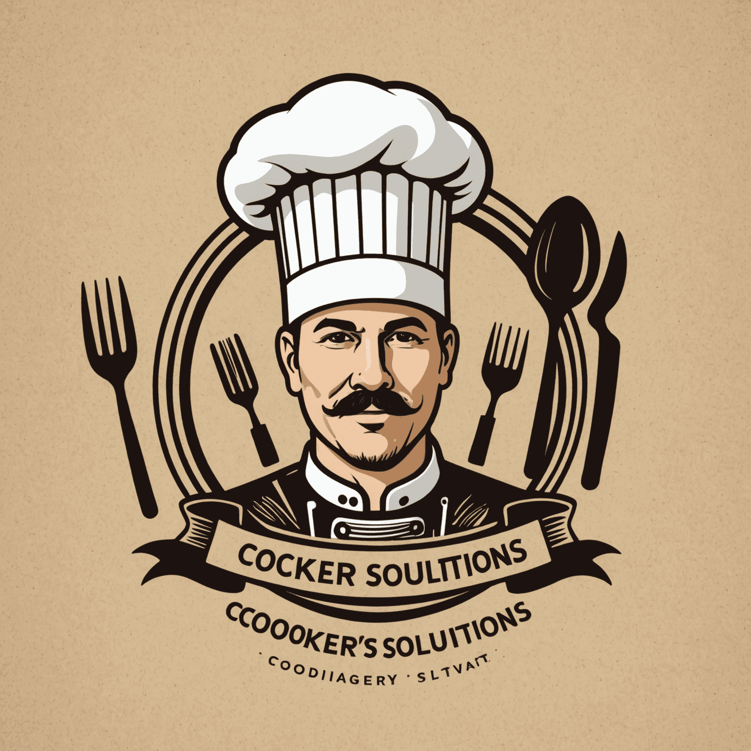 Cookery Solutions logo featuring a chef's hat and cooking utensils