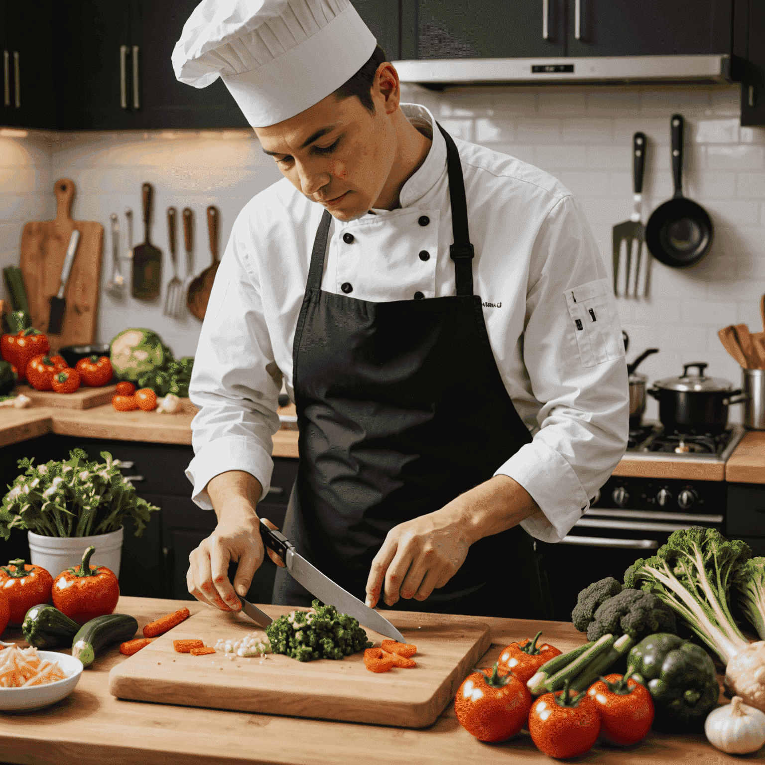 A beginner cook learning to chop vegetables properly