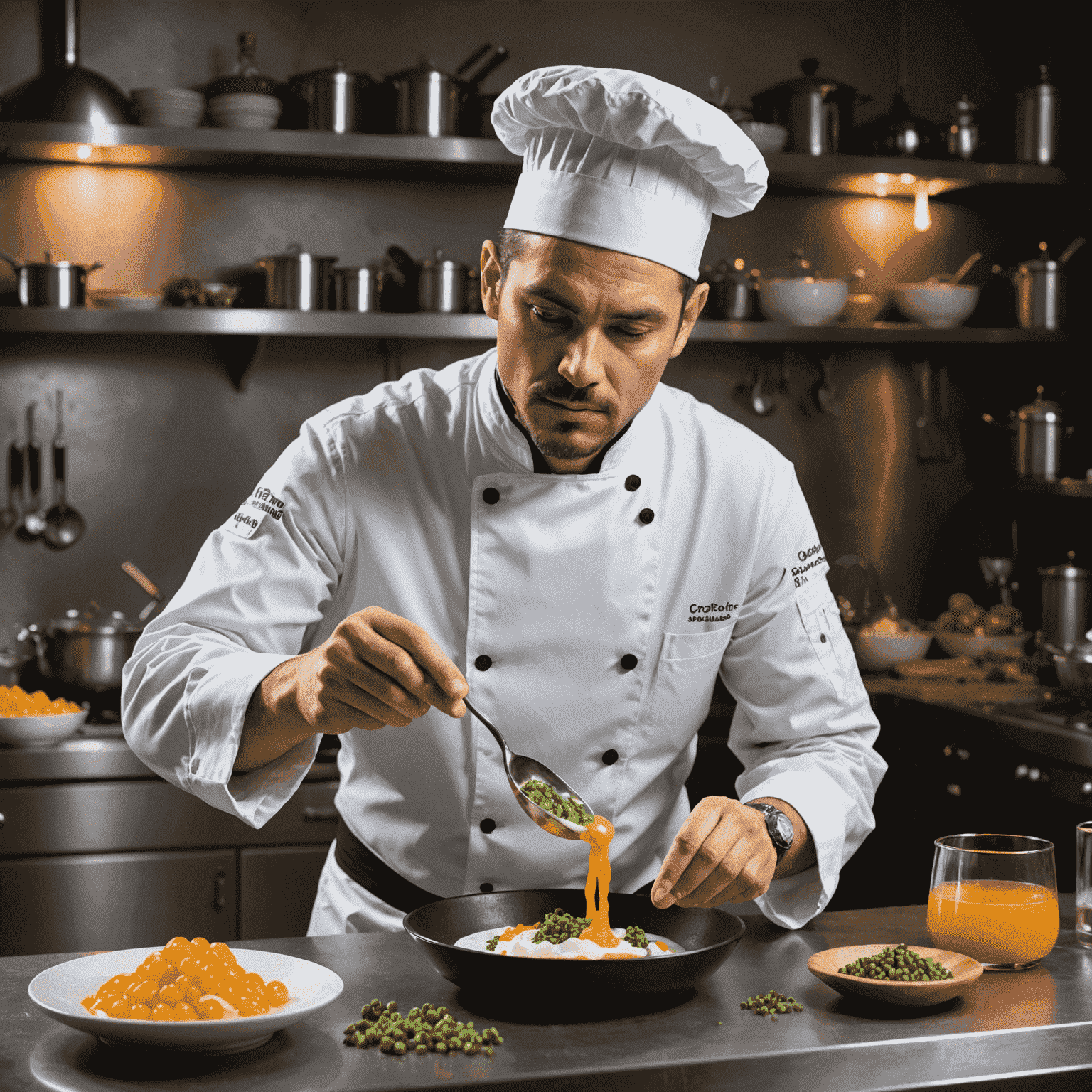 A chef demonstrating molecular gastronomy techniques